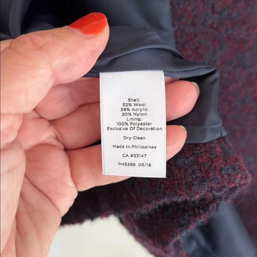 Talbots Tweed wool blend navy trim Womens Dark purple  Blazer suit jacket 8P EUC